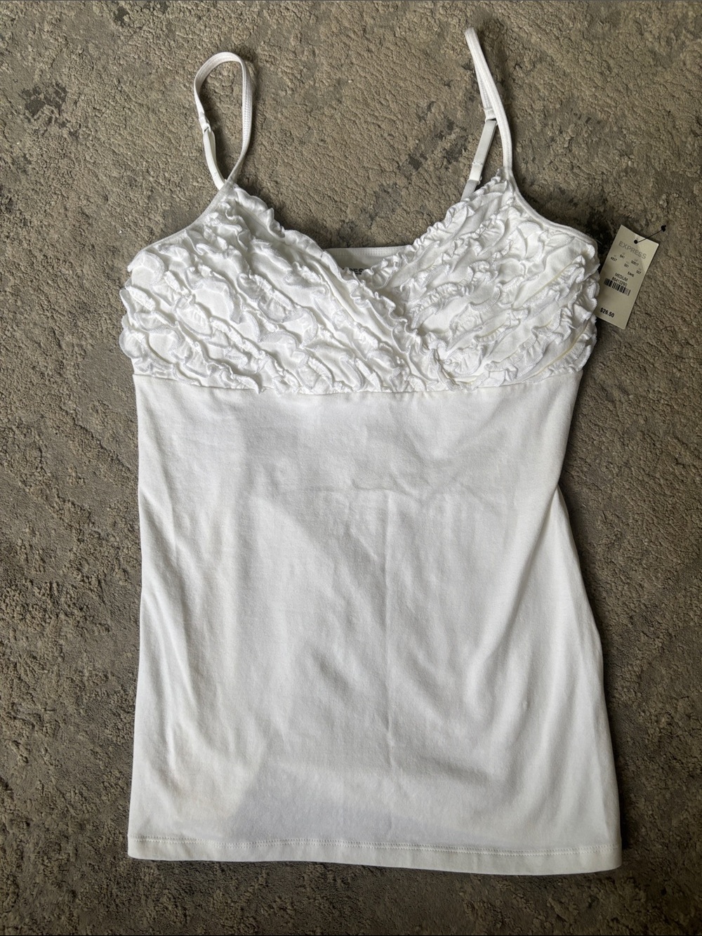 Express White Ruffle Bust Camisole